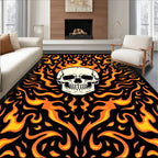Fiery Skull Dark Background Rug