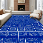 Schematic Blue Geometric Collage Rug