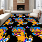 Groovy Orange Blue Pink Character Collage Rug
