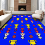 Golden Trophies Red Stars Medals Rug