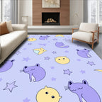Sweet Purple Cat Starry Moon Rug