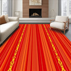 Red Orange Yellow Striped Emblem Rug