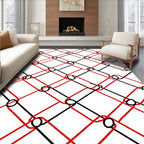 Red Black Interlocking Diamond Weave Rug