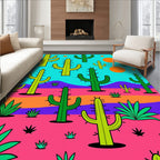 Vibrant Desert Cactus Landscape Rug