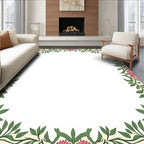 Victorian Pink Floral Vine Border Rug
