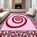 Crimson Swirl Bordered Pink Rug