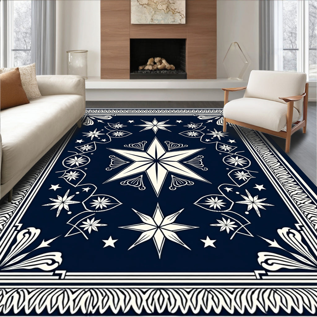 Deep Blue Celestial Starburst Rug