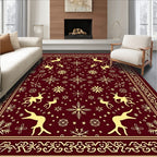 Red Deer Snowflake Border Rug