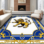 Royal Lion Blue Gold Emblem Rug