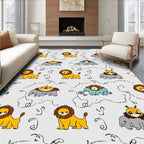 Charming Yellow Lion Elephant Circus Rug
