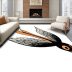 Whimsical Black Orange Bird Flying Whimsically Rug