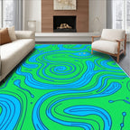 Vibrant Ocean Blue Swirling Current Rug