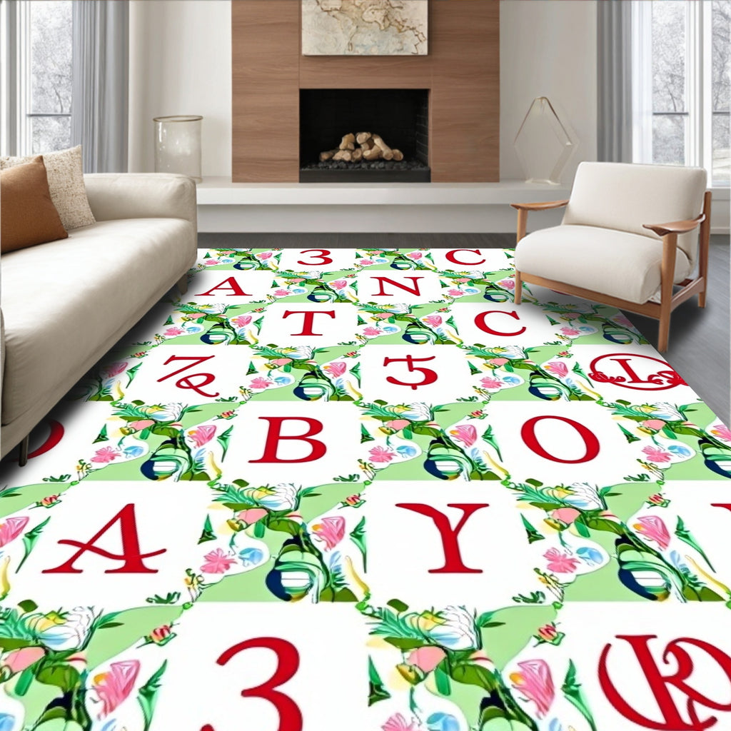 Abstract Floral Collage Composition Rug