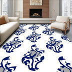 Navy Blue and Gray Stylized S-Scrolls Rug