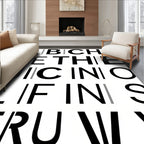 Bold Black Alphabet Grid Rug
