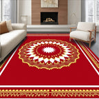 Crimson Gold Radial Sunburst Medallion Rug