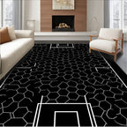 Black White Hexagonal Net Grid Rug