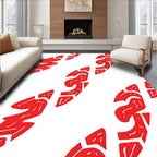 Bold Red Abstract Chain Rug