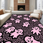 Pink Happy Ghost Swirl Halloween Rug