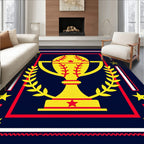 Winning Trophy Baseball Field Border Rug