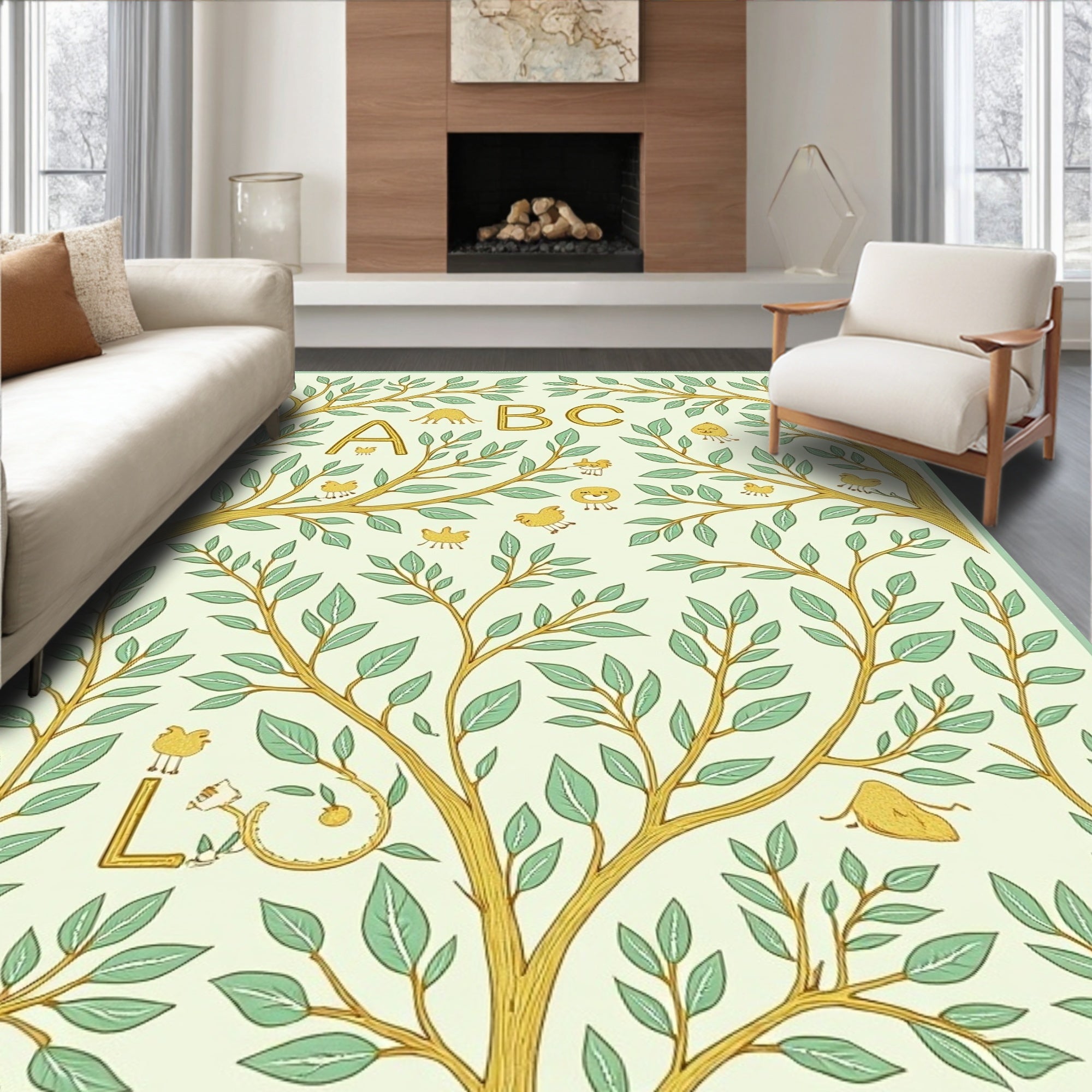 Whimsical Alphabet Trees With Animals Rug
