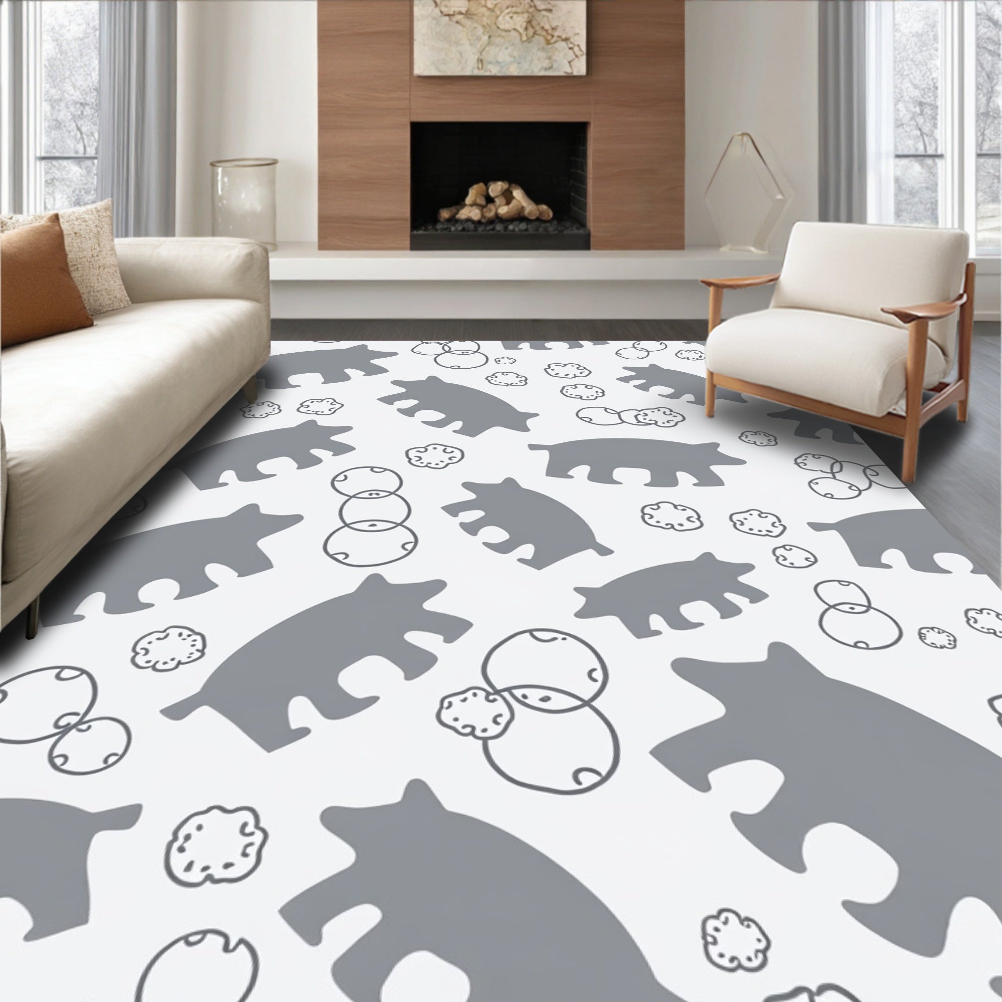 Gray Piglet and Cloud Scatter Rug