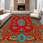 Bright Red Golden Blue Medallion Rug