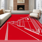 Crimson Train Locomotive Perspective Rug