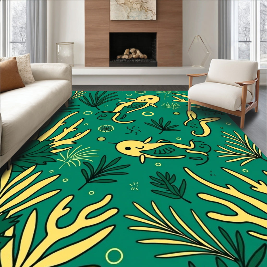 Yellow Sea Narwhal Coral Garden Rug