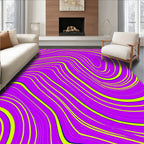 Vivid Purple Lime Swirl Lines Rug