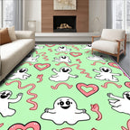 Cute Ghost Heart Swirl Background Rug