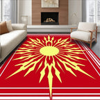 Radiant Sunburst Red Gold Art Rug