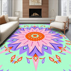 Vibrant Orange Pink Mandala Medallion Rug