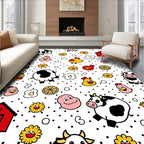 Whimsical Farm Animals and Barns Pattern Rug