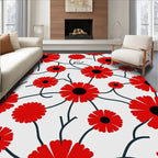 Vibrant Red Floral Vine Rug