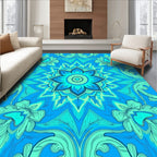 Oceanic Blue Floral Mandala Accent Rug