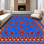 Regal Red Floral Medallion Blue Rug