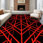 Bold Red Geometric Intersecting Lines Rug