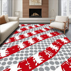 Bold Red White Dot Stripe Rug