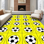 Classic Soccer Ball Yellow Grid Rug