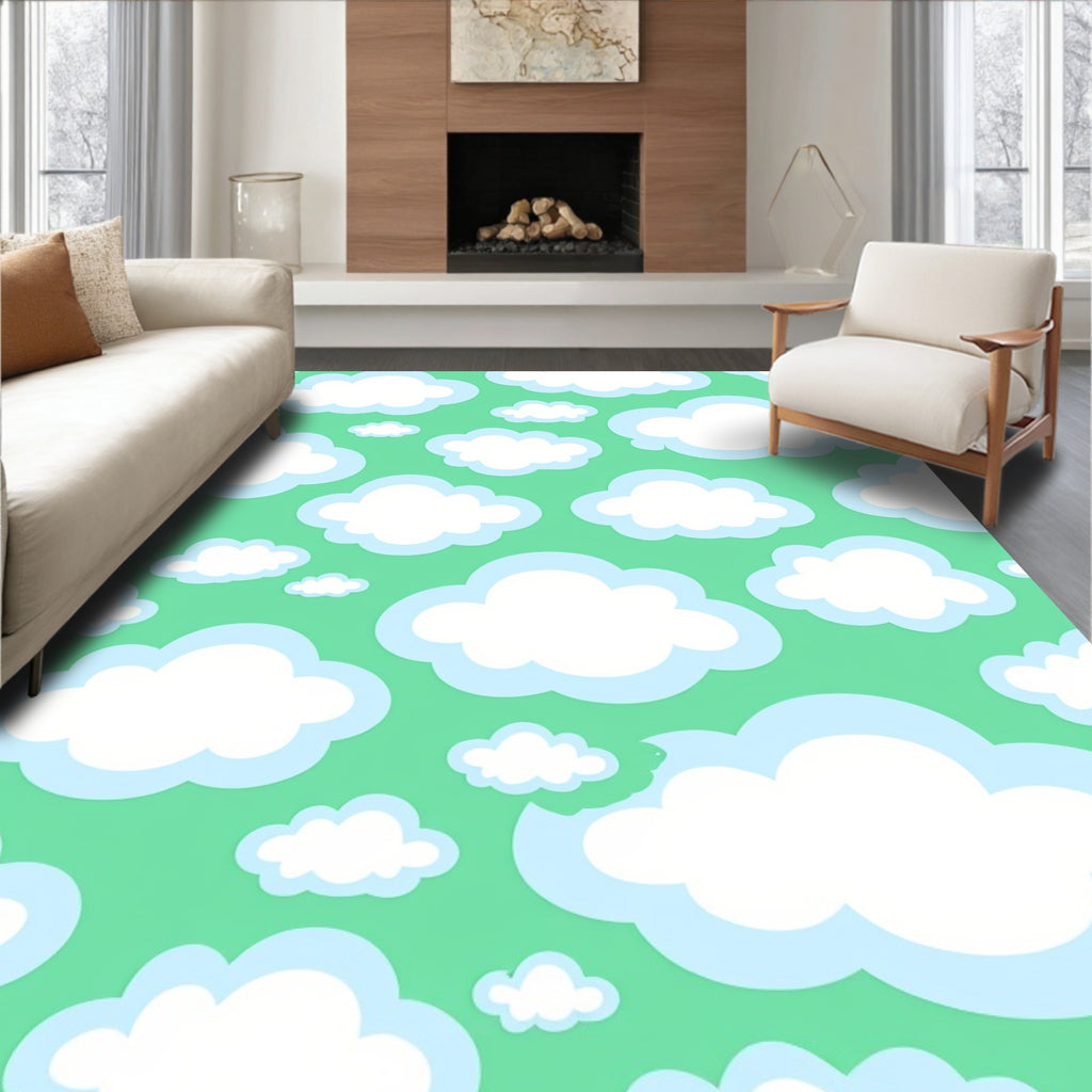 Whimsical White Clouds Sky Rug