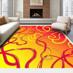 Vibrant Yellow Red Swirl Abstract Rug