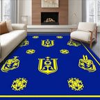 Royal Blue Yellow Crests And Orbs Rug