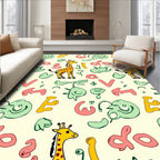 Playful Giraffe Yellow and Pink Alphabet Rug