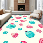 Pink Teal Seashell Collection Scatter Rug
