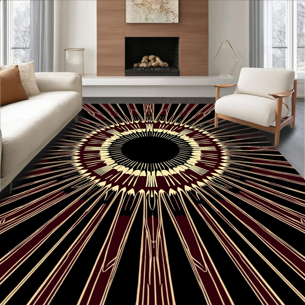Bold Burgundy Radiant Sunburst Rug