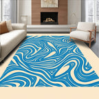 Blue Cream Swirl Abstract Rug