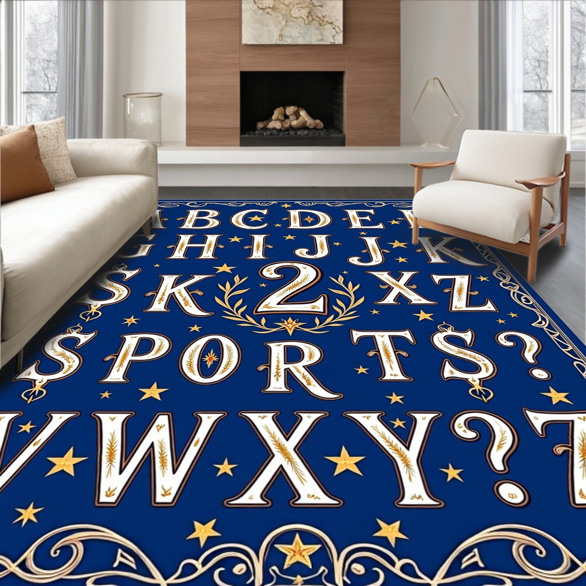 Vintage Alphabet and Number Rug