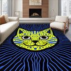 Vibrant Yellow Blue Dot Cat Rug