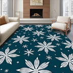 White Snowflake Winter Night Rug